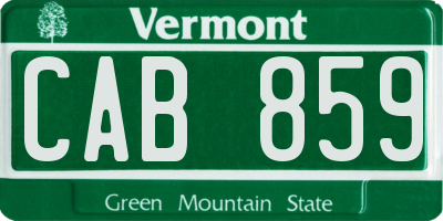 VT license plate CAB859