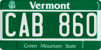 VT license plate CAB860