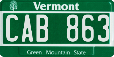 VT license plate CAB863