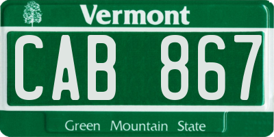 VT license plate CAB867