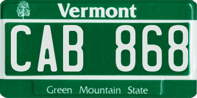 VT license plate CAB868