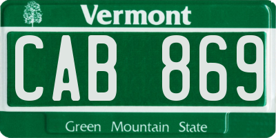 VT license plate CAB869