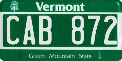 VT license plate CAB872