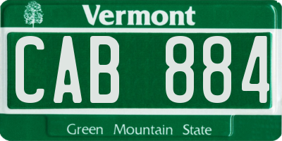 VT license plate CAB884