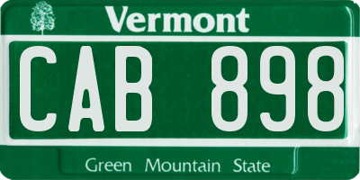 VT license plate CAB898