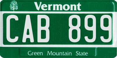 VT license plate CAB899
