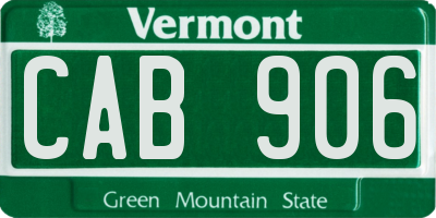 VT license plate CAB906