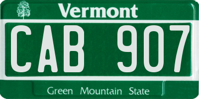 VT license plate CAB907