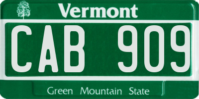 VT license plate CAB909