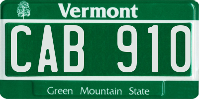 VT license plate CAB910