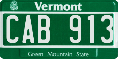 VT license plate CAB913