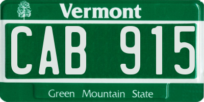VT license plate CAB915