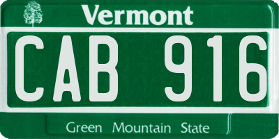 VT license plate CAB916