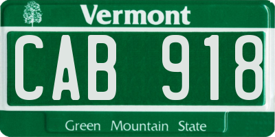 VT license plate CAB918