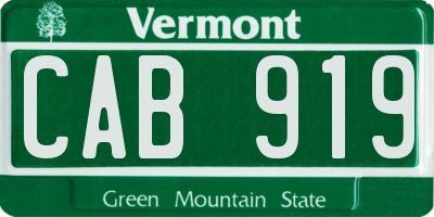 VT license plate CAB919