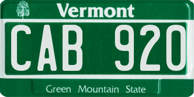 VT license plate CAB920