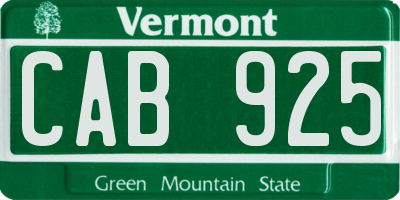 VT license plate CAB925