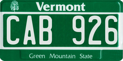 VT license plate CAB926