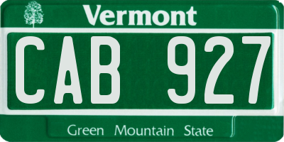 VT license plate CAB927