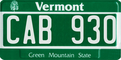 VT license plate CAB930