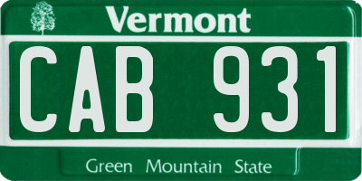 VT license plate CAB931