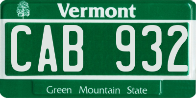 VT license plate CAB932