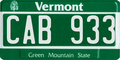 VT license plate CAB933