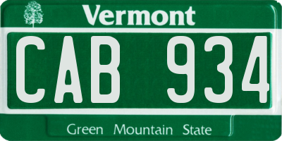 VT license plate CAB934