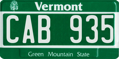 VT license plate CAB935