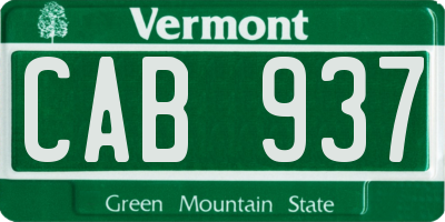 VT license plate CAB937