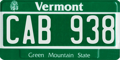 VT license plate CAB938