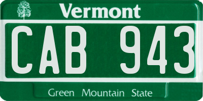 VT license plate CAB943