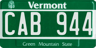 VT license plate CAB944