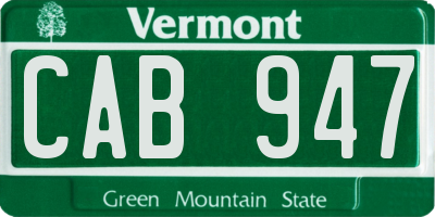 VT license plate CAB947