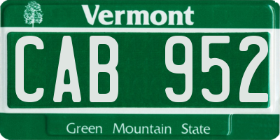 VT license plate CAB952