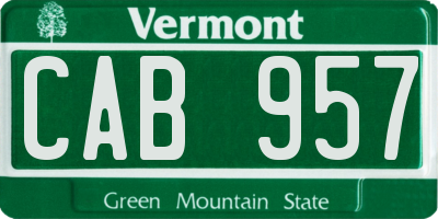 VT license plate CAB957