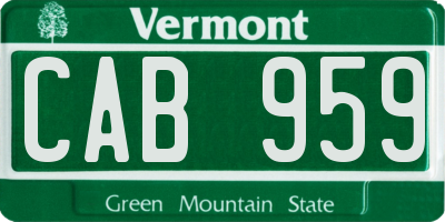 VT license plate CAB959