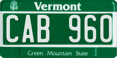 VT license plate CAB960
