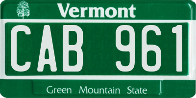 VT license plate CAB961