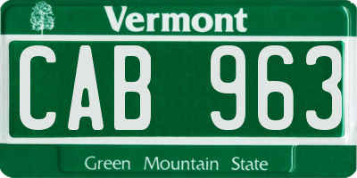 VT license plate CAB963