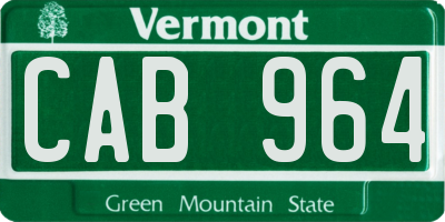 VT license plate CAB964