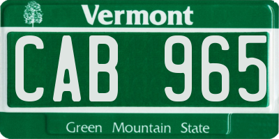 VT license plate CAB965