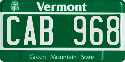 VT license plate CAB968