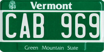 VT license plate CAB969