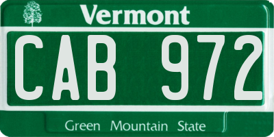VT license plate CAB972