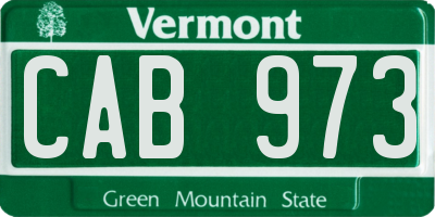 VT license plate CAB973