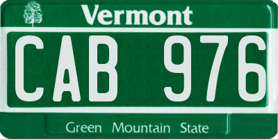 VT license plate CAB976