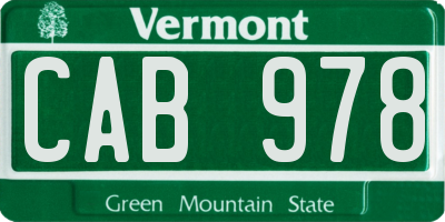 VT license plate CAB978