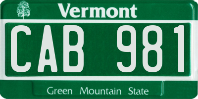 VT license plate CAB981