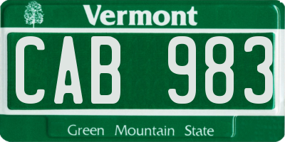 VT license plate CAB983